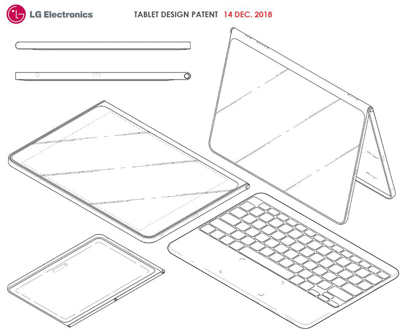 LG tablet design patent dec 2018