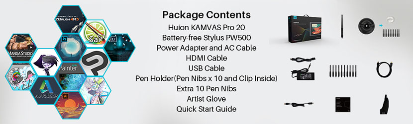 Compatibility and Accessories of Huion KAMVAS Pro 20 GT-192