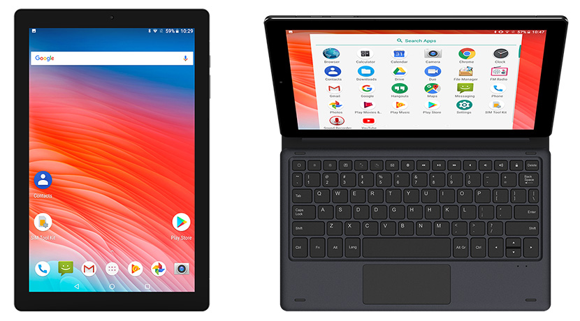 10-inch tablets with and without keyboard