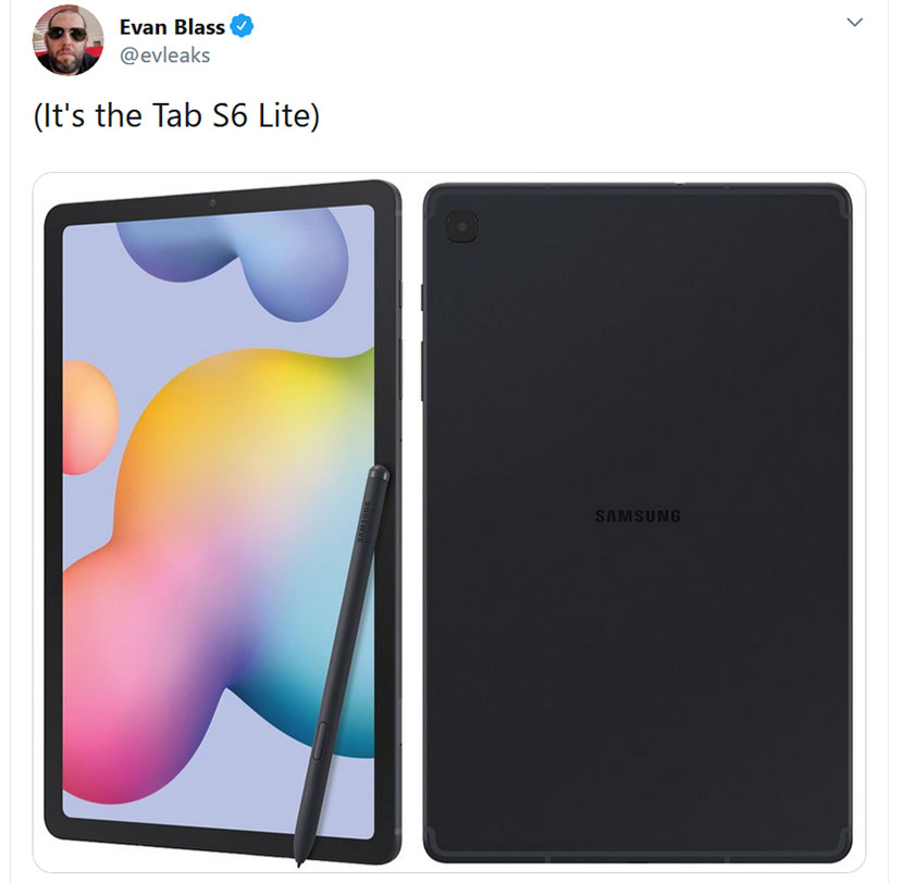 Tab S6 Lite image leaked by Evan Blass