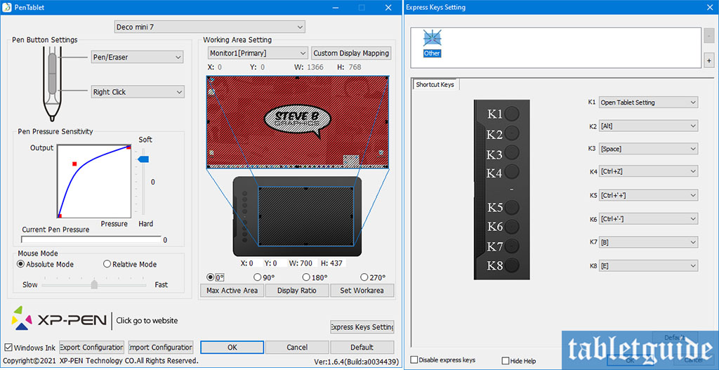 xp-pen driver settings for deco mini 7w