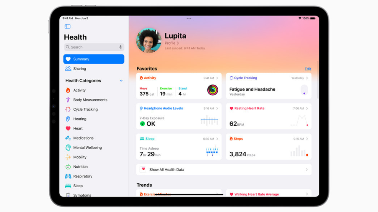 iPadOS health app