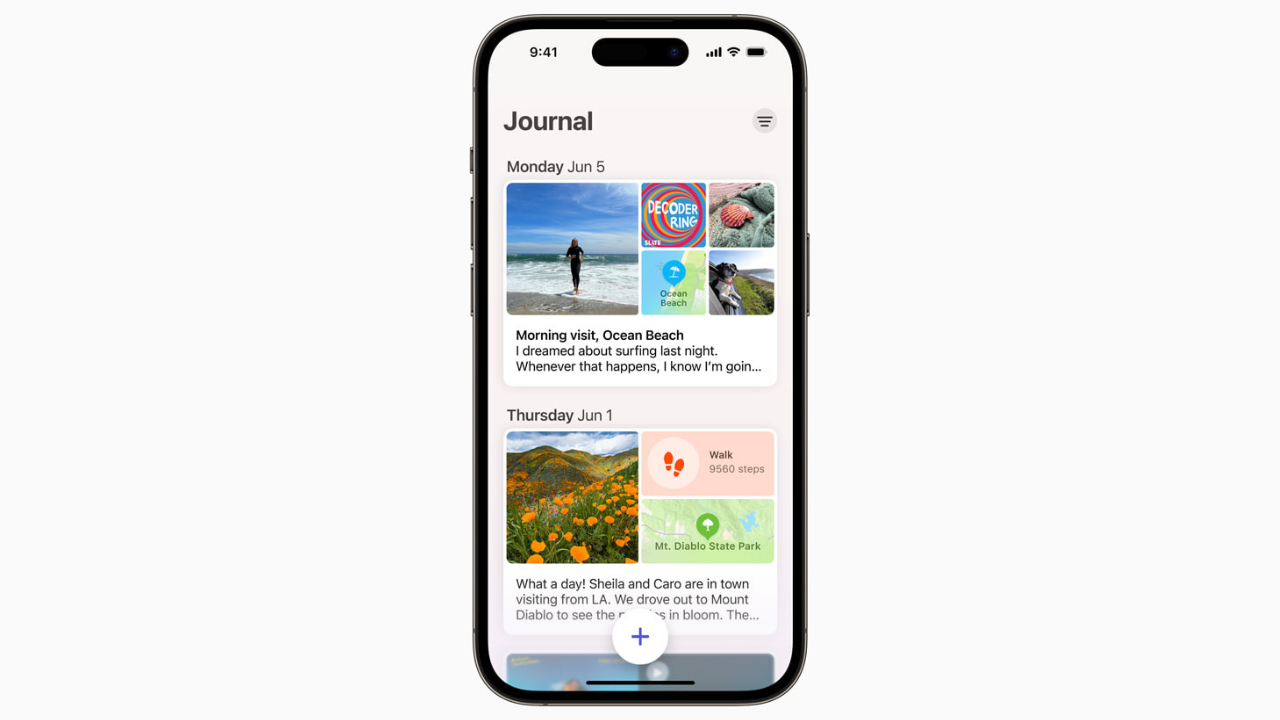 iOS 17 journal app