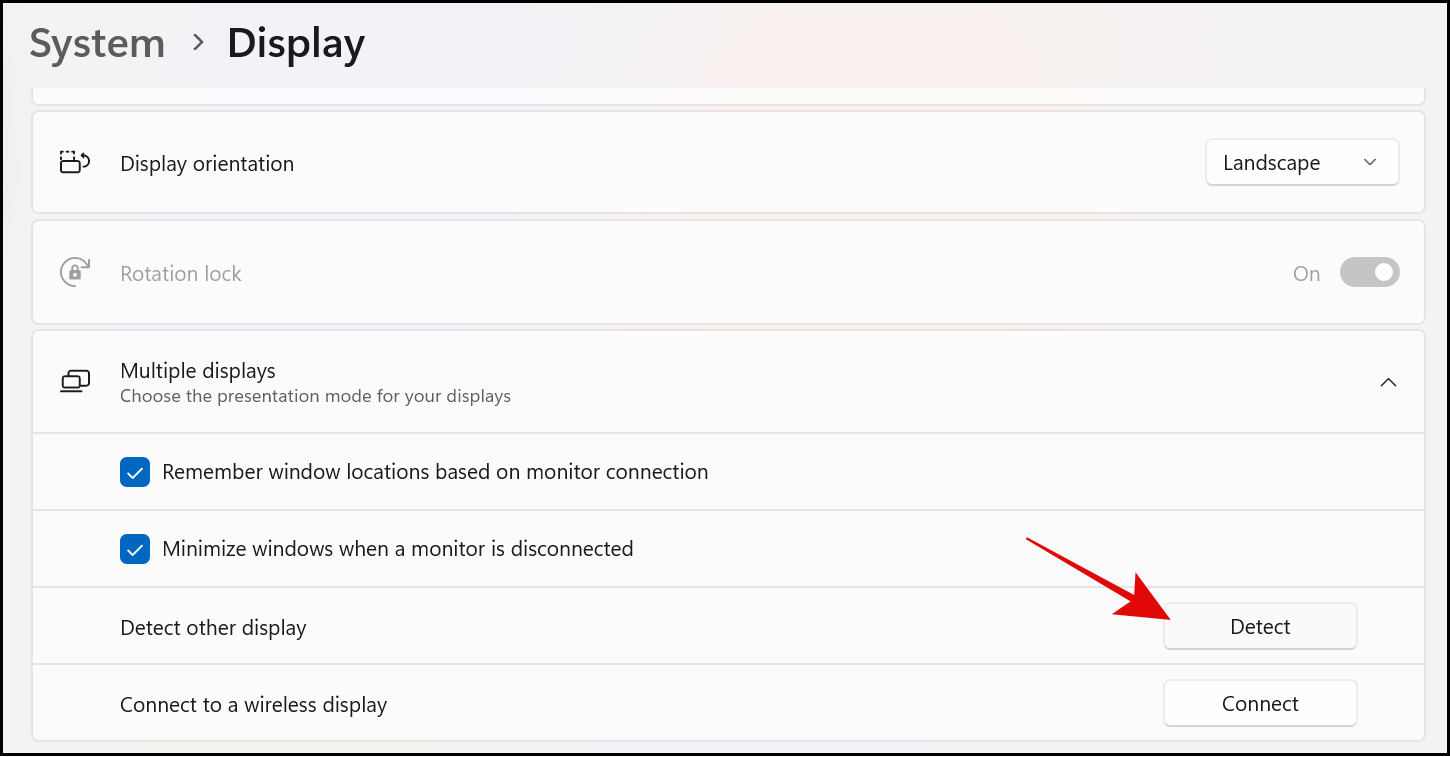 choose detect under multiple displays